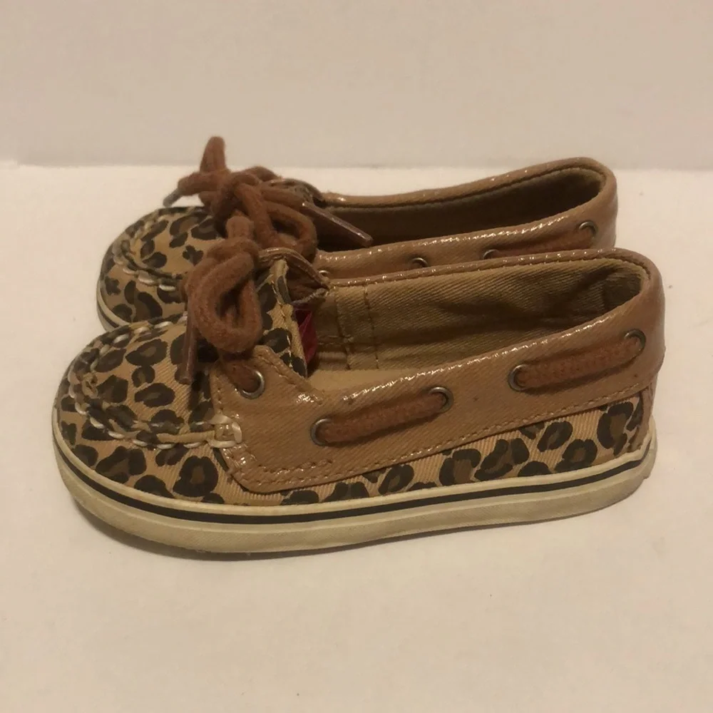 Sperry Baby Girls Size 4M Cheetah Print Boat Shoes
